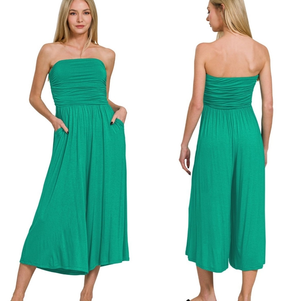 Strapless Green Jumpsuit